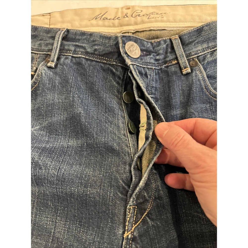 Levis Made Crafted Jeans 32x32 Button Fly Premium Denim‎ Straight Leg Blue - Picture 7 of 12